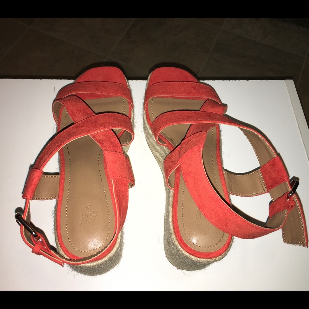 H&M Orange Wedge Sandal, Size 8.5 - Picture 8 of 12